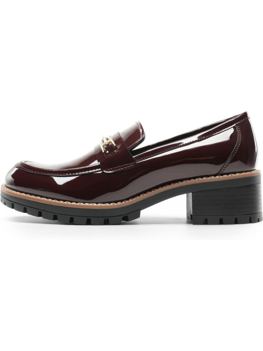 DREAM PAIRS Women Burgundy Comfortable Chunky Latex Insole Platform Loafer Shoes - Picture 4 of 5